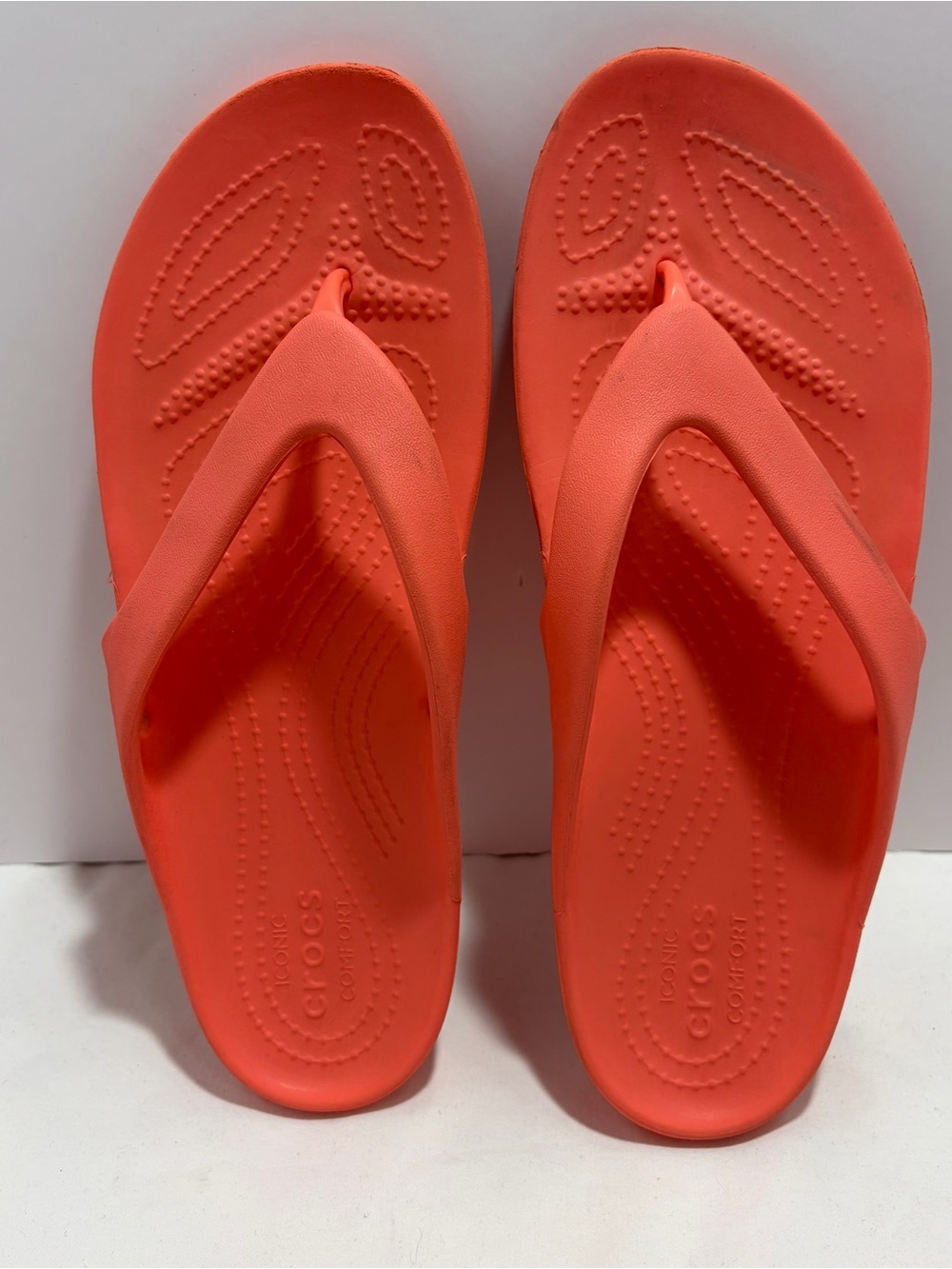 CROCS Coral Orange Sandals Size 8